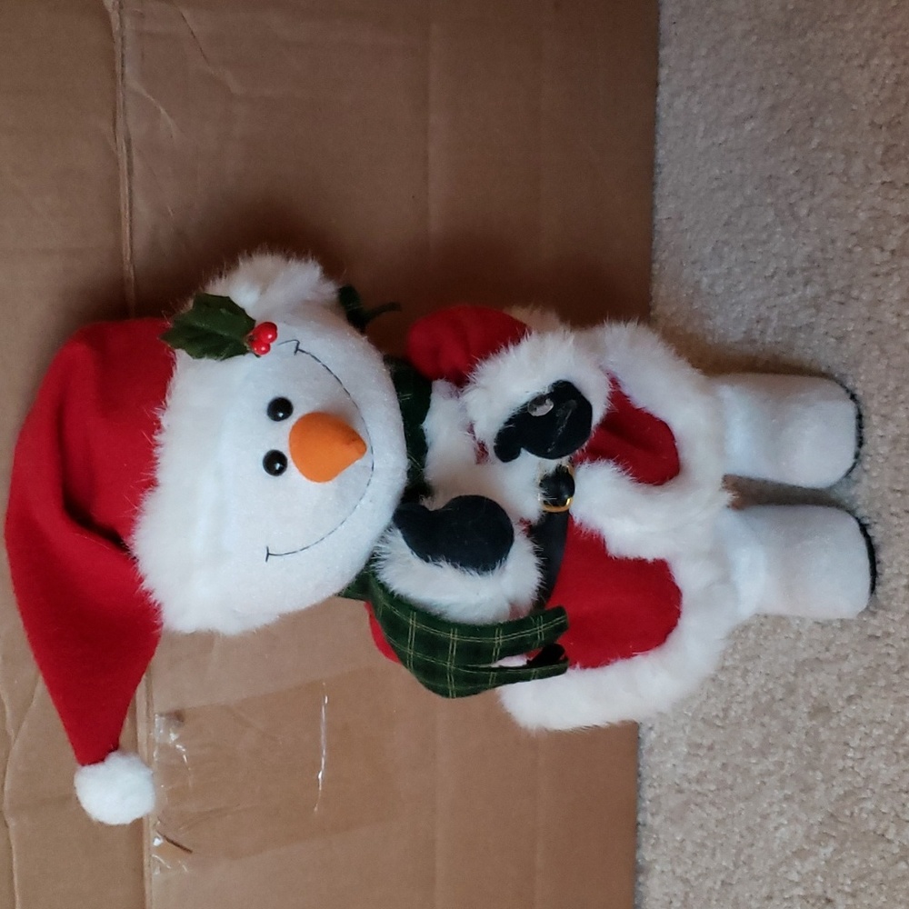 Super rare vintage plush singing dancing Santa snowman sleigh bells Xmas holiday